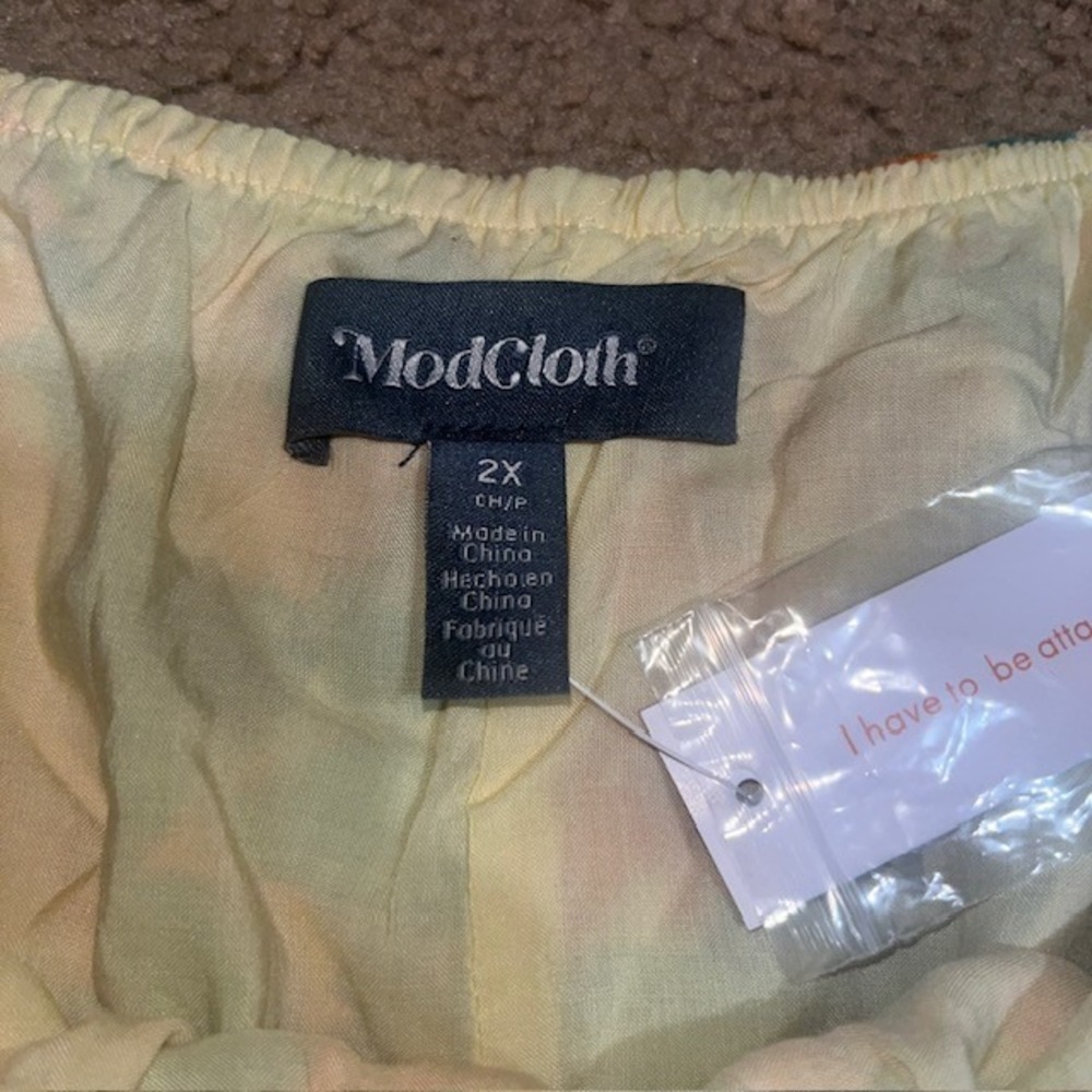 ModCloth Twists and Tendrils Overall Tiered Midi Dress Floral Orange Green 2X - Picture 8 of 9